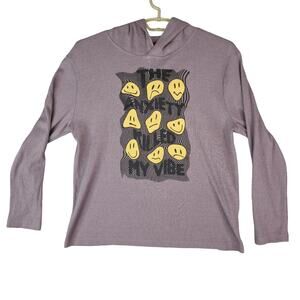 4th Dimension The Anxiety Killed My Vibe Waffle Knit Lightweight Hoodie‎ Emoji M